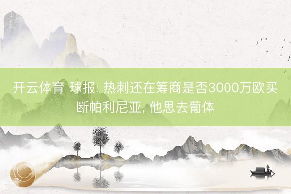 开云体育 球报: 热刺还在筹商是否3000万欧买断帕利尼亚, 他思去葡体