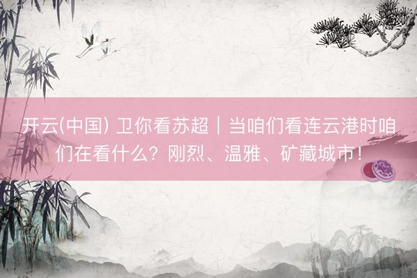 开云(中国) 卫你看苏超｜当咱们看连云港时咱们在看什么？刚烈、温雅、矿藏城市！