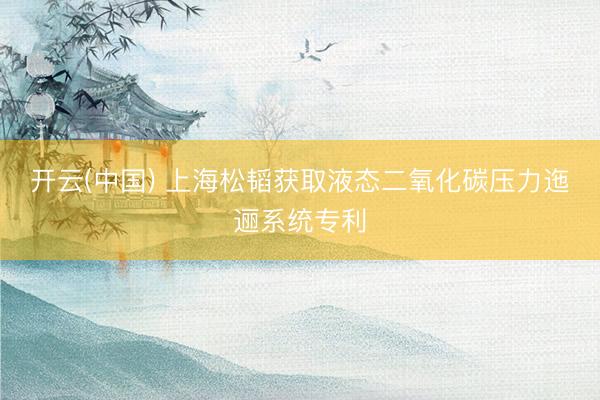 开云(中国) 上海松韬获取液态二氧化碳压力迤逦系统专利