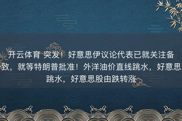 开云体育 突发！好意思伊议论代表已就关注备忘录兑现一致，就等特朗普批准！外洋油价直线跳水，好意思股由跌转涨
