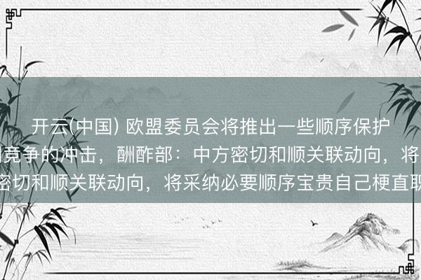 开云(中国) 欧盟委员会将推出一些顺序保护欧洲工业免受来自中国竞争的冲击，酬酢部：中方密切和顺关联动向，将采纳必要顺序宝贵自己梗直职权