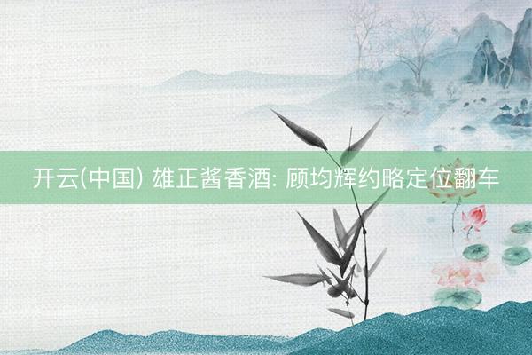 开云(中国) 雄正酱香酒: 顾均辉约略定位翻车
