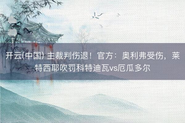 开云(中国) 主裁判伤退!官方:奥利弗受伤,莱特西耶吹罚科特迪瓦vs厄瓜多尔