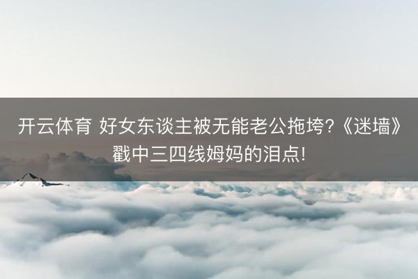 开云体育 好女东谈主被无能老公拖垮?《迷墙》戳中三四线姆妈的泪点!
