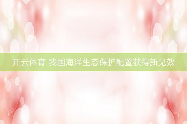 开云体育 我国海洋生态保护配置获得新见效