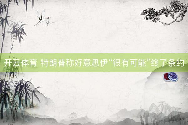 开云体育 特朗普称好意思伊“很有可能”终了条约